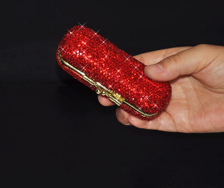Bestbling Bling Rhinestone Crystal Lipstick Case Holder Organizer bag Cosmetic Storage for Women's Lipstick Jewelry Kit (Red) Beauty & Personal Care Bestbling