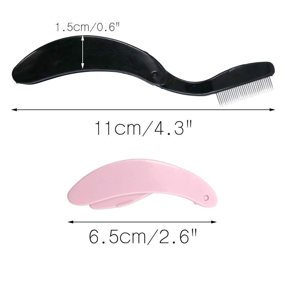 G2PLUS 4PCS Folding Eyelash Comb, Eyebrow Comb Metal Teeth, Eyelash Separator Comb, Eyelash Brush and Comb, Professional Tool for Define Lash & Brow Beauty & Personal Care G2PLUS