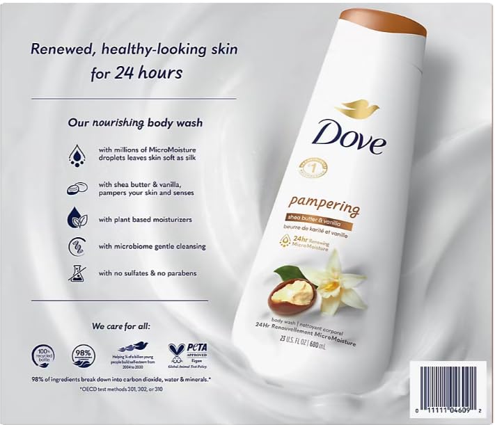 Dove Pampering Body Wash, Shea Butter & Vanilla, 23 FL OZ Beauty & Personal Care Dove