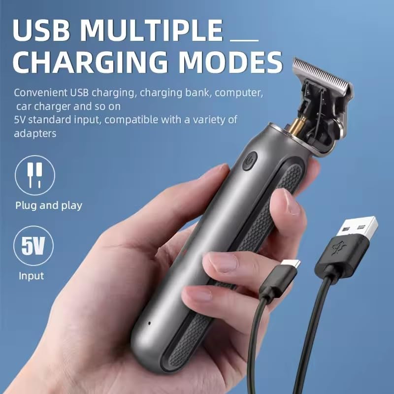 QDKVTNDJZ USB Charging Mini Clippers Men's Beard Trimmer Zero Gapped T-Blade Hair Cutting Machine Cordless Professional with 3 Guide Combs Beauty and Personal Care QDKVTNDJZ