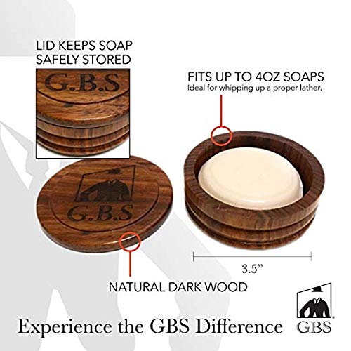 G.B.S GENTS Wooden Shaving Bowl with Lid - 3.5" Diameter - Classic Shaving Mug for Lathering Creams & Soaps - Elegant Beard Shaving Accessory for Men Beauty and Personal Care G.B.S