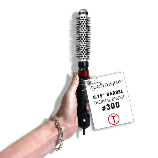 Cricket Technique Thermal Hair Brush #300 0.75” for Blow-Drying, Curling, and Styling - Heat-Retaining Barrel with Anti-Static Tourmaline Bristles Beauty & Personal Care CRICKET