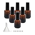 Agidea 6PCS Empty Nail Polish Bottles Amber 15ML/0.5 oz, Empty Dark Glass Refillable Nail Polish Bottles with Brush & Mixing Balls & Funnels,Brown Beauty & Personal Care Agidea