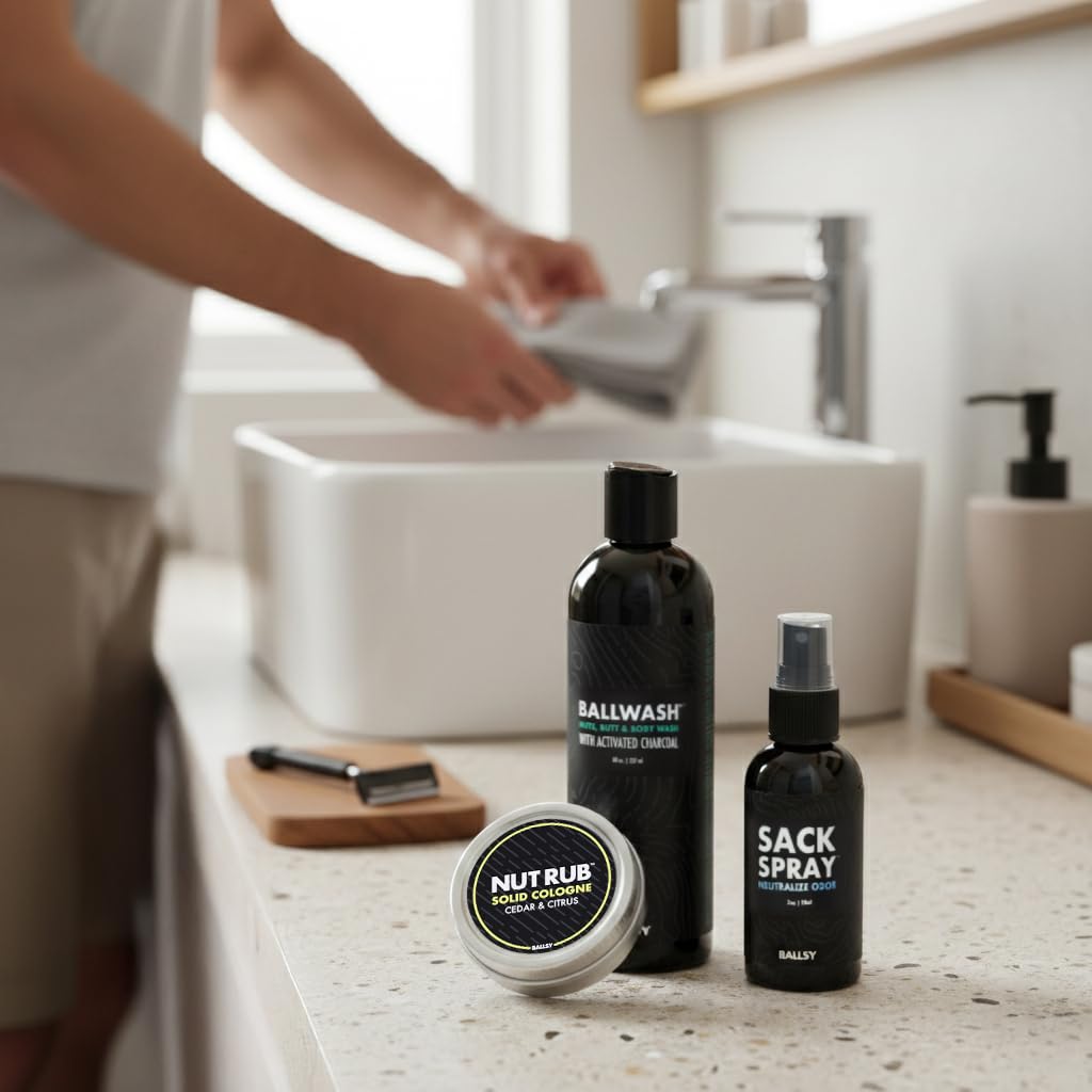 Ballsy Sack Pack, Men's Fresh Kit, Includes Body Wash, Deodorizing Spray and Cologne Rub, Men's Body Care, Ball Wash for Men Gift Pack, Citrus & Cedar Beauty & Personal Care Ballsy