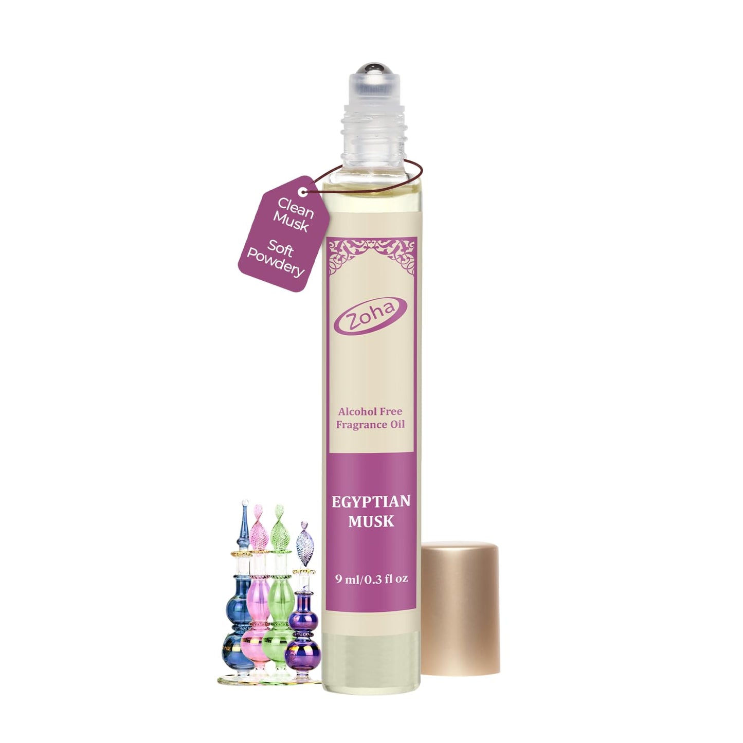 Zoha Egyptian Musk | Roll on Perfumes for Women & Men | Alcohol-free Egyptian Perfume Oil | Travel Size Long Lasting Fragrance | 9ml Roller Beauty & Personal Care Zoha