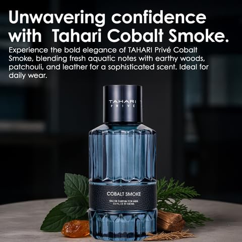 TAHARI Privé Cobalt Smoke - Luxury Cologne for Men with Seductive Patchouli, Vetiver & Cedar. Long-Lasting, Masculine Fragrance in Travel Size - Ideal Beauty & Personal Care TAHARI