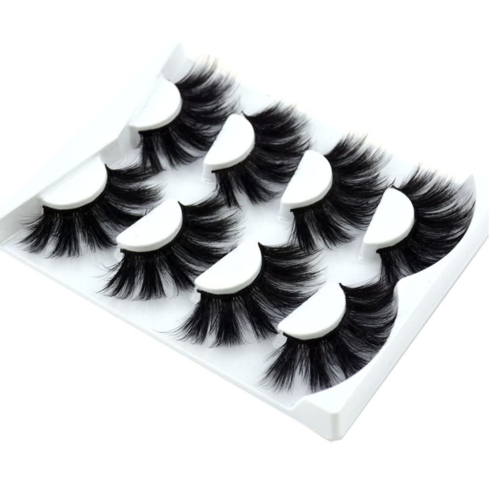 HBZGTLAD NEW 4 Pairs 3D Mink Hair False Eyelashes Criss-cross Wispy Cross Fluffy length 25mm Lashes Extension Handmade Eye Makeup Tools (MDR-5) Beauty & Personal Care HBZGTLAD