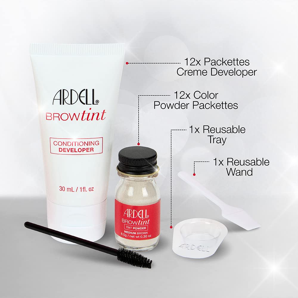 Ardell Brow Tint Kit Medium Brown - Eyebrow Tint, Long-Lasting Brow Color with Natural Extracts, Complete Eyebrow Tint Set, 1 Pack Beauty & Personal Care Ardell