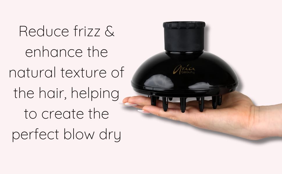 Aria Beauty Blow Dryer Diffuser - Attachment for Curly and Wavy Hair Types - Durable High-Temperature Resistant Plastic - Fits Most Blow Dryers - 1 pc