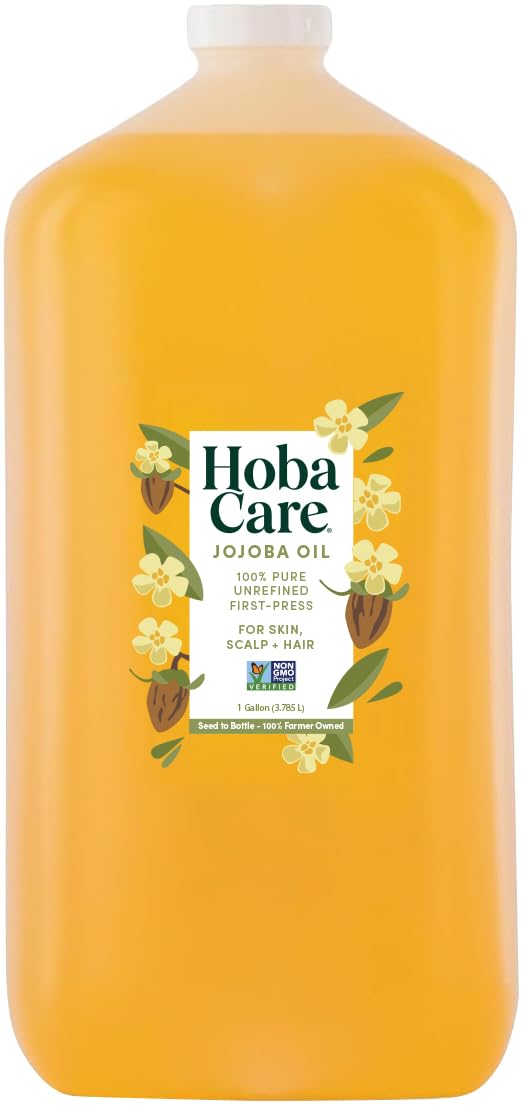 HobaCare Bulk Jojoba Oil - 100% Pure Hexane Free Unrefined Carrier Oil for Soap Making, Hair, Face, Beard, Scalp, Skincare Spa - Natural, Vegan, Long Beauty & Personal Care HobaCare