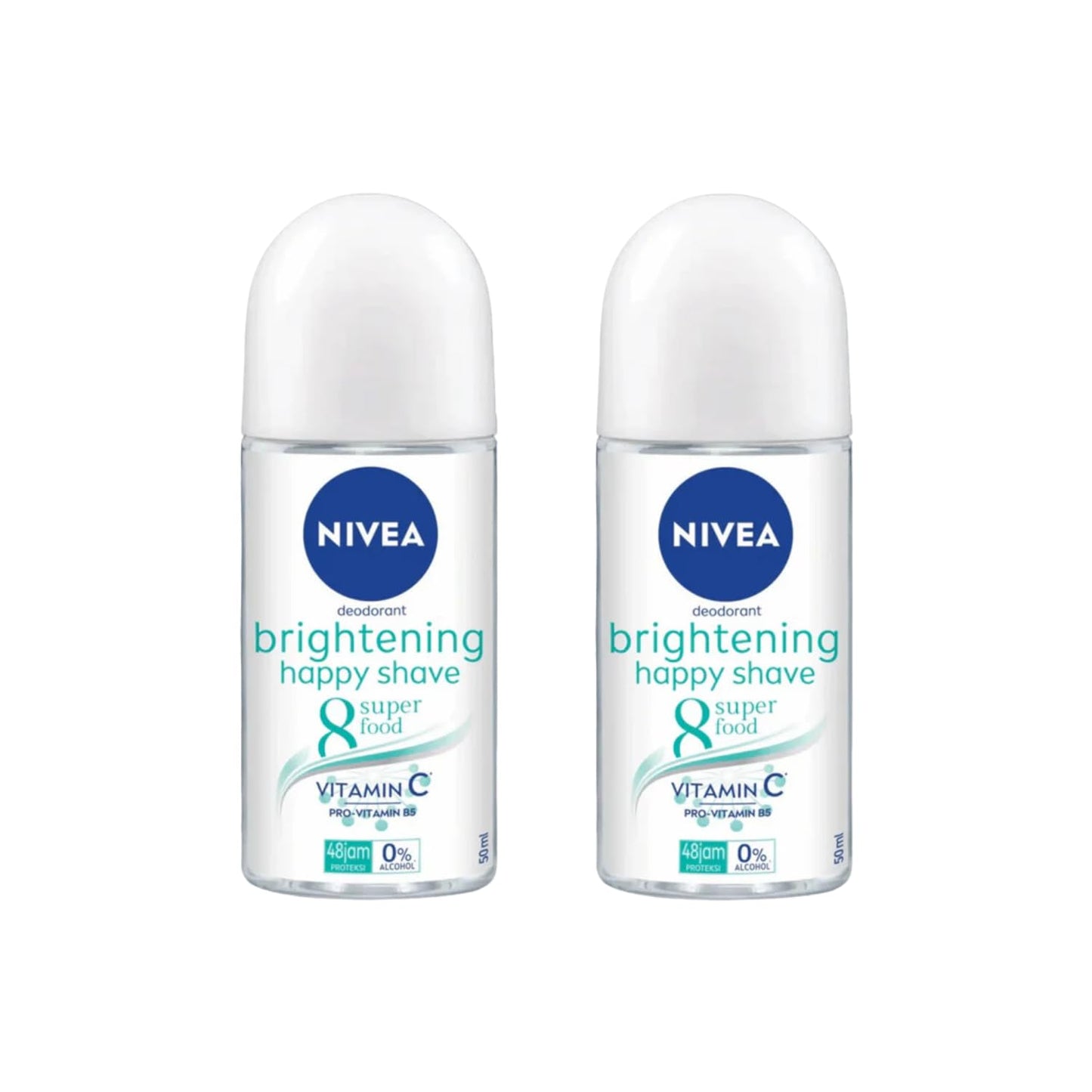 NIVEA Brightening Happy Shave 8 Roll-On Deodorant 50ml - 48H Odor Protection, Gentle on Skin, Brightens Underarms, Smooth Finish - Vitamin-Enriched Beauty and Personal Care NIVEA