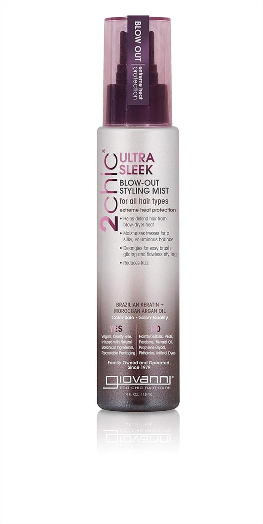 GIOVANNI 2chic Ultra-Sleek Blow Out Styling Mist Spray, 4 oz. - Moroccan Argan Oil & Keratin, Heat Protection Formula, Color Safe, Paraben Free Beauty & Personal Care GIOVANNI