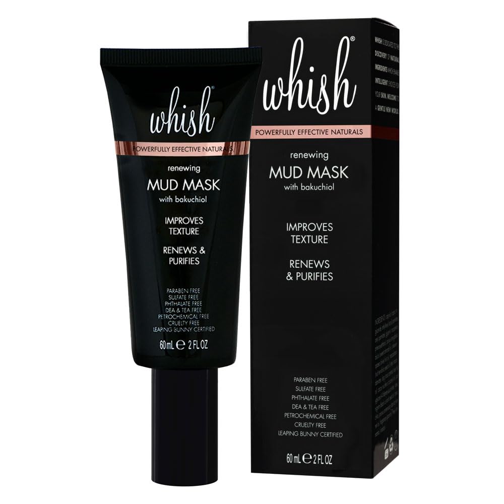 Whish Mud Mask with Bakuchiol - Natural Retinol Alternative Clay Mask - Pore Minimizing & Acne Treatment for Oily, Dry Skin - Hydrating Skincare Mask Beauty & Personal Care Whish