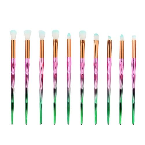 MIPPER 10pcs Diamond Handle Eye Makeup Brushes?Eyebrow Eye shadow Eyeliner Nasal shadow Cosmetics Brush Tool (pink+green) Beauty & Personal Care MIPPER