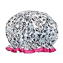 allydrew Reusable Women's Waterproof Shower Caps for Long Hair, Gray Pansies Beauty & Personal Care allydrew