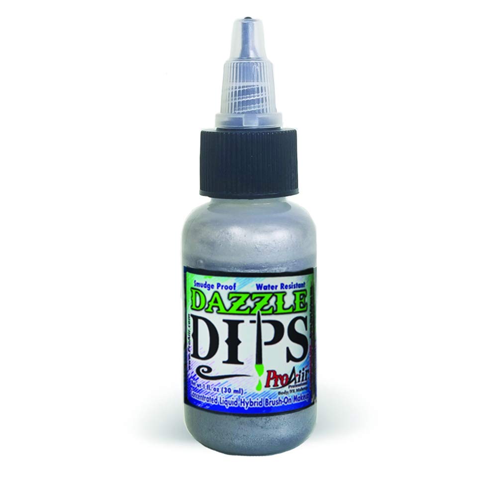 Face Painting Makeup - ProAiir Waterproof Brush On Dazzle DIPS - 1 oz (30ml) Silver Beauty & Personal Care ShowOffs Body Art