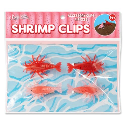 Archie McPhee Novelty Vinyl/Metal Shrimp Clips Hairclips