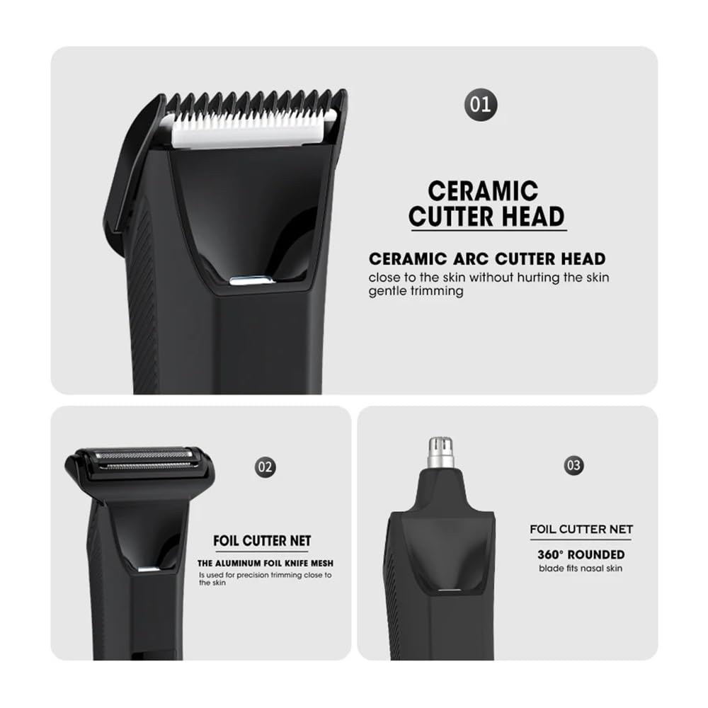EWKYLSEM Men's 3-in-1 LCD Digital Body Hair Trimmer Automatic Shaver Powerful Clipper, Deep Cleaning Nose Beauty and Personal Care EWKYLSEM