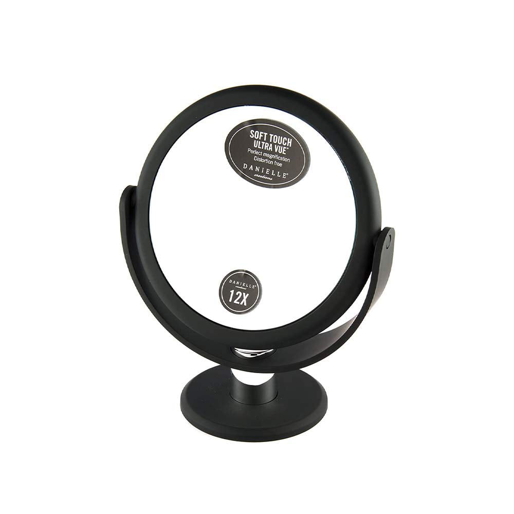 Danielle Creations 6.75-Inch Portable Two-Sided Vanity Round Vanity Makeup Mirror, No-Slip Soft Touch with 360 Rotation, 12x Magnification, Midnight Beauty & Personal Care DC DANIELLE
