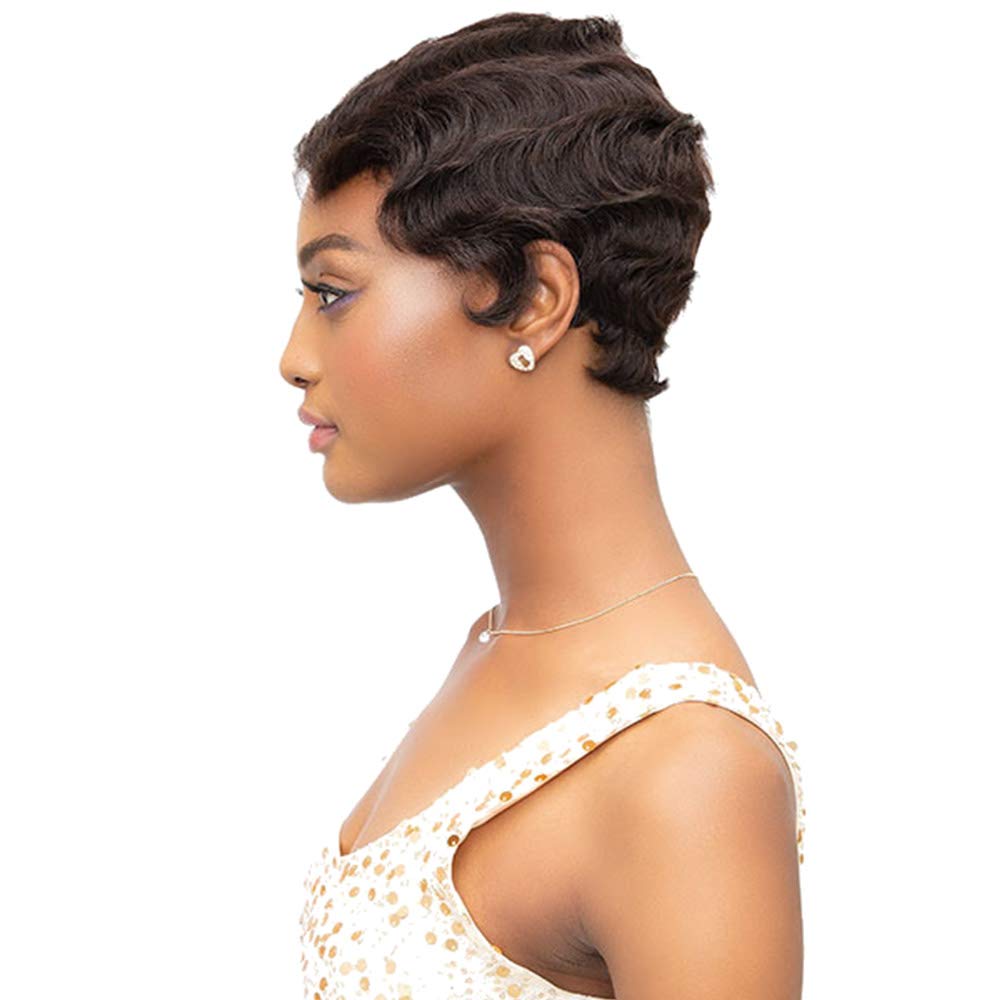 Janet Collection 100% Human Remy Hair Wig Mommy Parting Wig (1B)