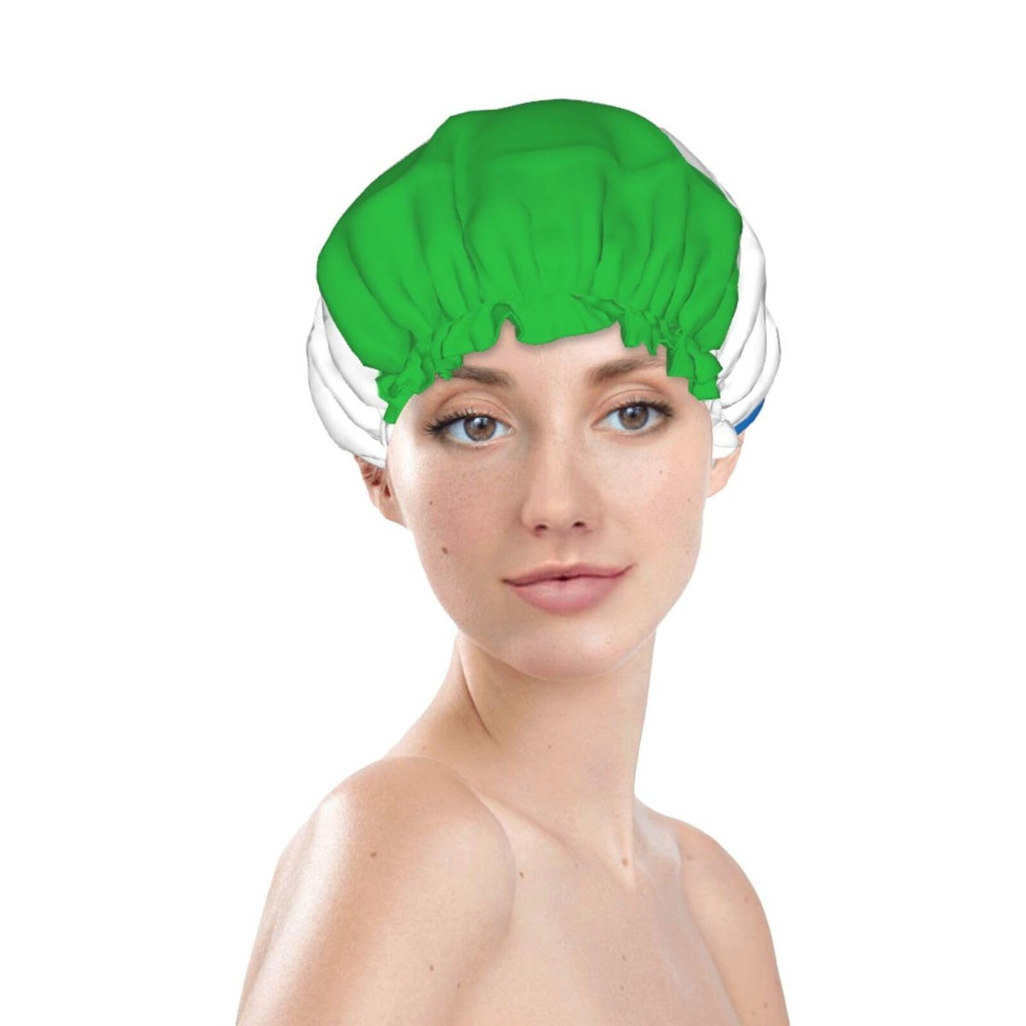 Sierra Leone Flag Prints Shower Cap Double Layer Lined Waterproof Bathing Shower Hat Beauty and Personal Care Hayyett