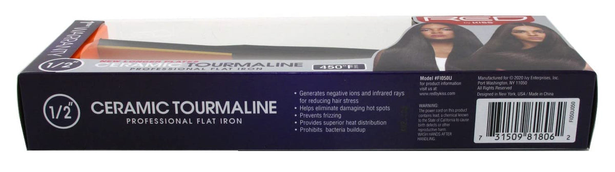 Kiss Red Flat Iron 0.5 Inch Ceramic Tourmaline