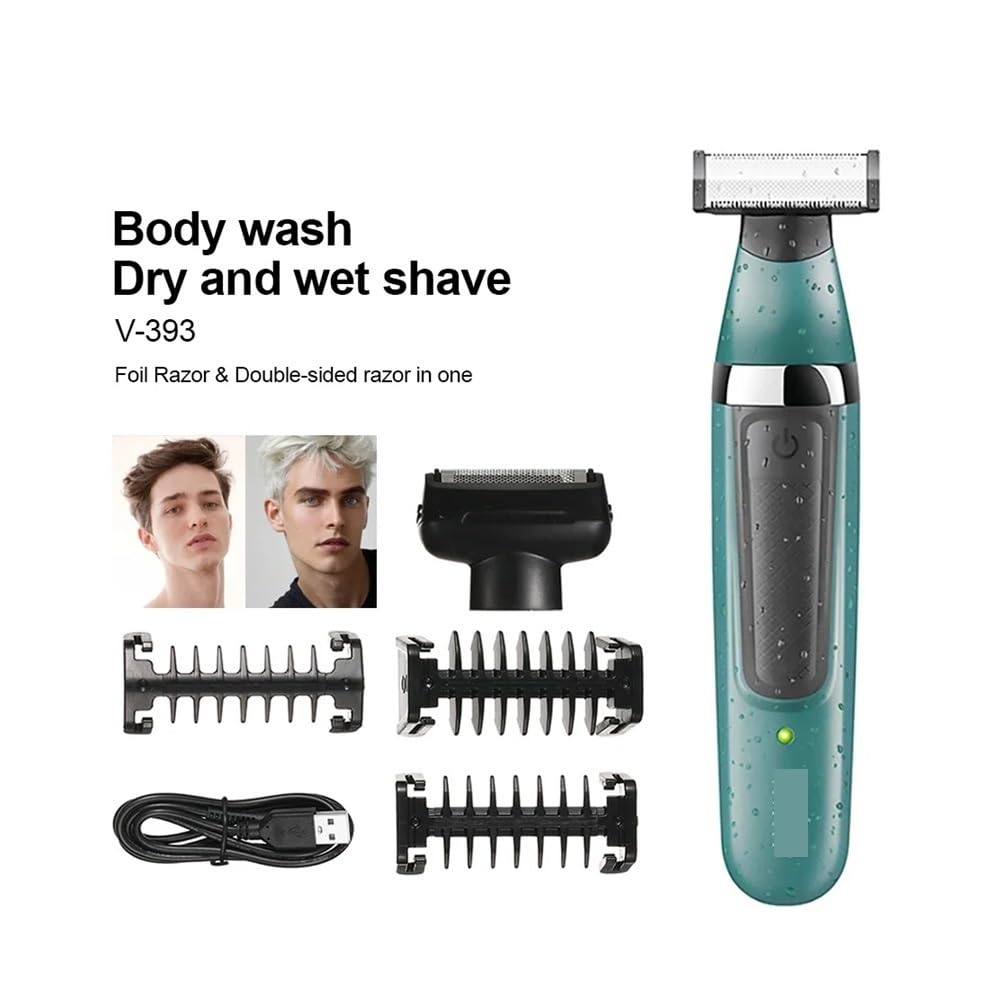 Double Blade Multi-Function Waterproof Shaver, Rechargeable Beard Trimmer, Male Hair Set 393(Black) Beauty and Personal Care EWKYLSEM