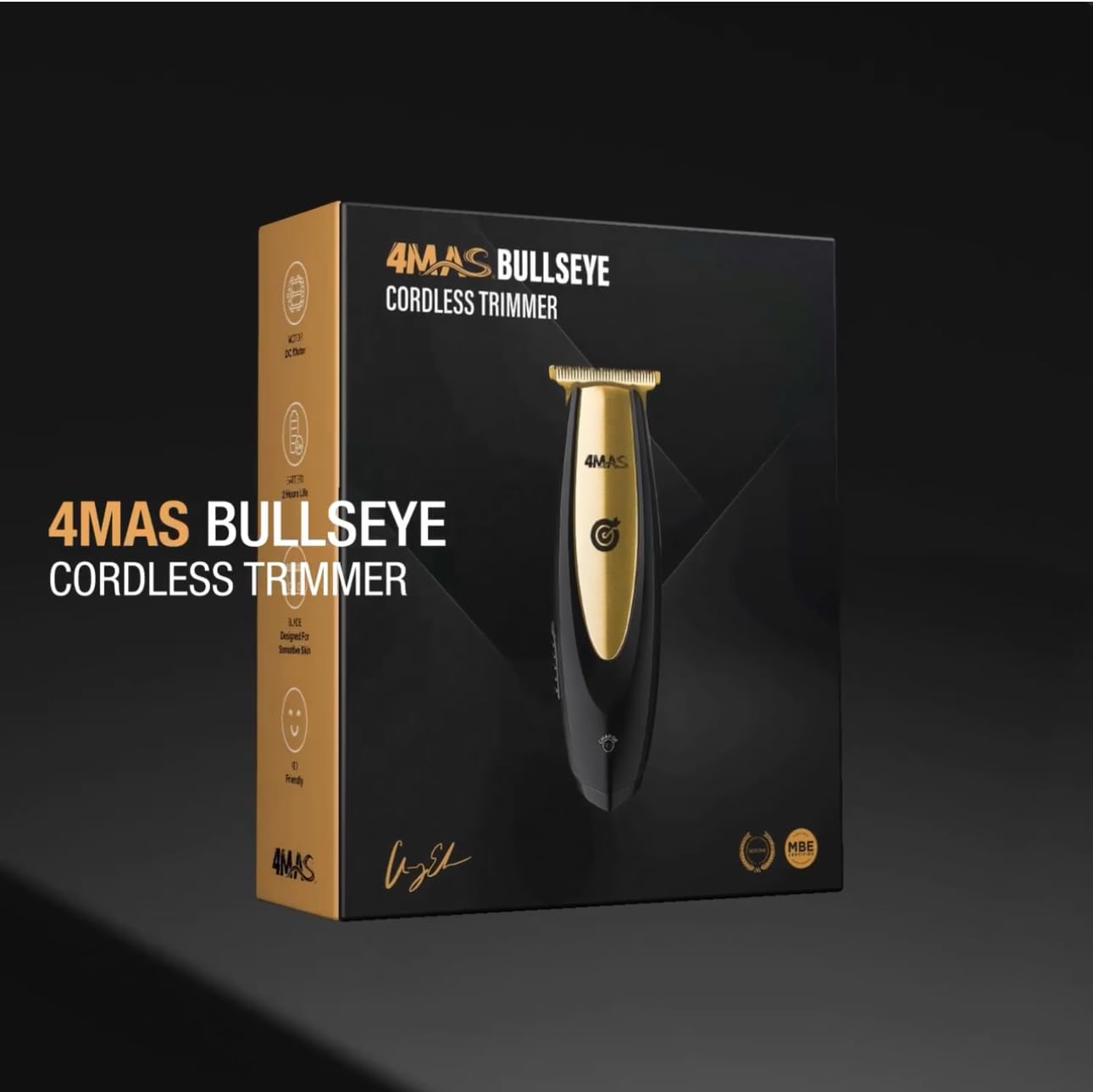 4MAS Bullseye Finishing Trimmer - Gold Zero-Gapped TLG Blade Attached Beauty and Personal Care 4MAS