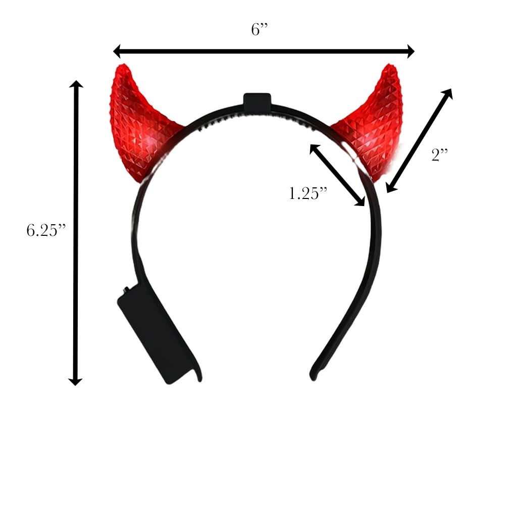 blinkee Radiant Red Crystal Prism LED Devil Horns - Light-up Costume Accessory for Halloween and Parties