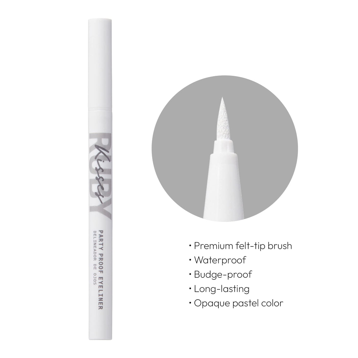 Ruby Kisses Party Proof Eyeliner, Pastel Colors Premium Felt-tip Waterproof Long-lasting Eyeliner (Snow White) Beauty & Personal Care Ruby Kisses