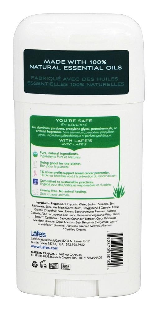 Lafe's Natural Bodycare Twist Stick Deodorants Active Twist Stick 2.5 OZ (Pack Beauty and Personal Care Lafe's