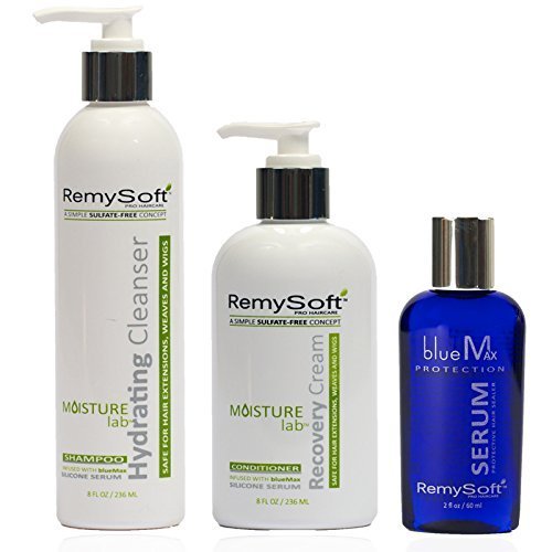 RemySoft Sulfate-Free 3-Step Detangling Kit: Hydrating Shampoo + Recovery Conditioner + Serum for Human & Synthetic Extensions Wigs Weaves Lace Fronts Beauty & Personal Care RemySoft