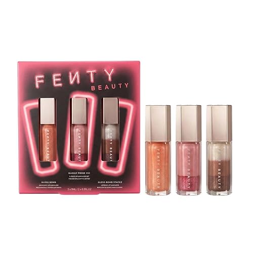 FENTY BEAUTY Glossy Posse VIII 3-Piece Lip Luminizer Set | Shades Fenty Glow Fantasy, Sugar Plumz, Spiked Hot Chocolit | 3 x 0.3 Fl Oz Beauty & Personal Care FENTY BEAUTY