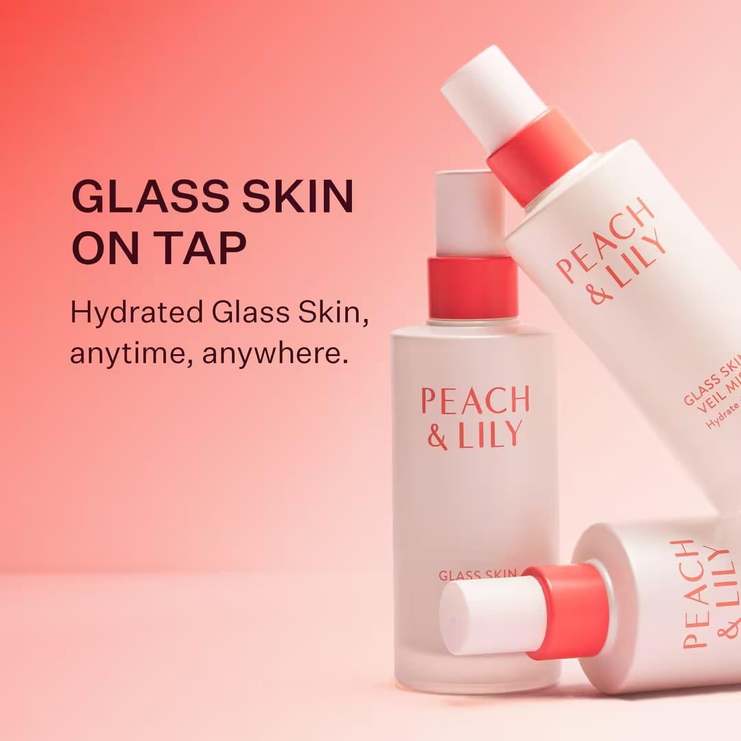 Peach & Lily - Glass Skin Veil Mist (3.38 ounces) - Hydrate & Glow - Facial Mist - Weightless - Cucumber Water, Lotus, Peach, Reishi Mushroom - Self Beauty & Personal Care Peach & Lily
