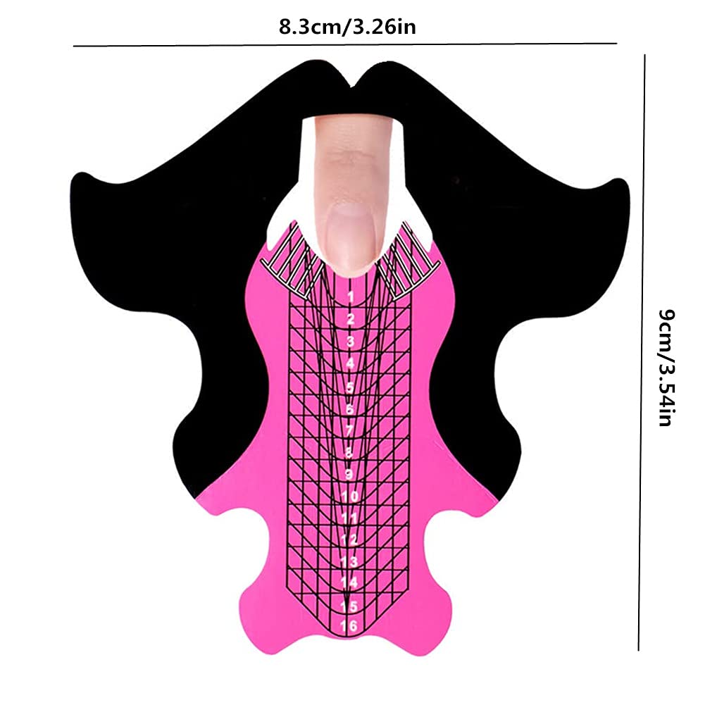 100pcs Extra Long Art Nail Extension Paper Nail Art Tips Guide Sticker French DIY Tool UV GEL Form Guide Stickers (Fish Patten Pink) Beauty & Personal Care AISIBO