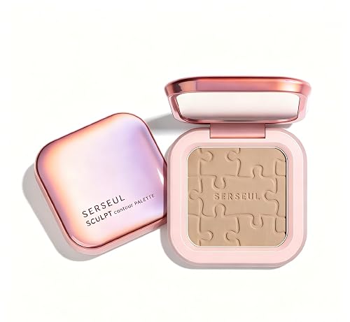 SERSEUL Face Sculpting Contour Palette, Blendable Silky Texture Contour Powder, Multiuse Baked Makeup Palette, Pigmented Cool Toned Bronzer for Light Beauty & Personal Care Serseul