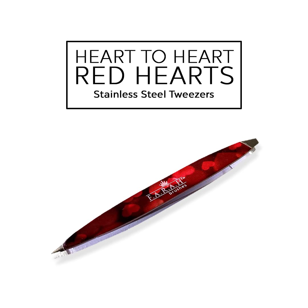 F.A.R.A.H Z-Tweeze Professional Stainless Steel Dual Ended Precision Tweezers - Heart Collection (Red Heart to Heart) Beauty and Personal Care F.A.R.A.H