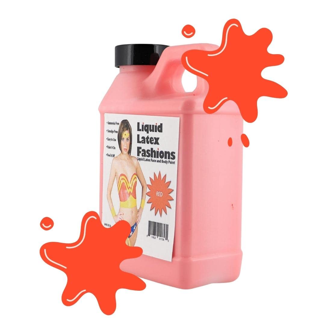 Red 8 Oz - Liquid Latex Body Paint, Ammonia Free No Odor, Easy On and Off, Cosplay Makeup, Creates Professional Monster, Zombie Arts, Lightning Beauty & Personal Care Liquid Latex Fashions