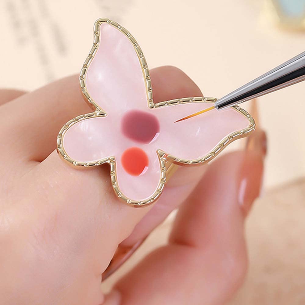 Resin Nail Art Palettes Set, 1 Pcs Resin Nail Art Palette and 1 Pcs Painting Drawing Color Plate with Adjustable Finger Rings Nail Holder Nail Art