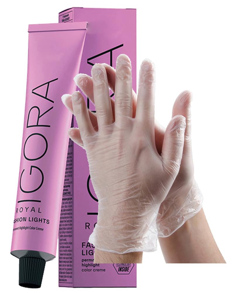 IgoraFashion Lights L-44 Beige Extra Permanent Hair Color 2 Fl Oz with Clear Powdered Medium Vinyl Gloves (Bundle) Beauty & Personal Care M Hair Designs