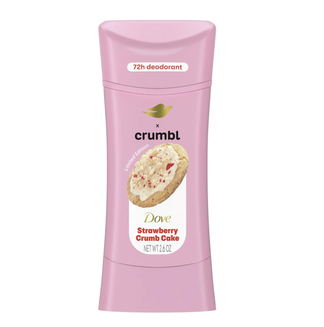 Dove x Crumbl 1 Pack Deodorant Stick Crumbl Strawberry Crumb Cake Aluminum Free, 2.6 oz Beauty and Personal Care Dove