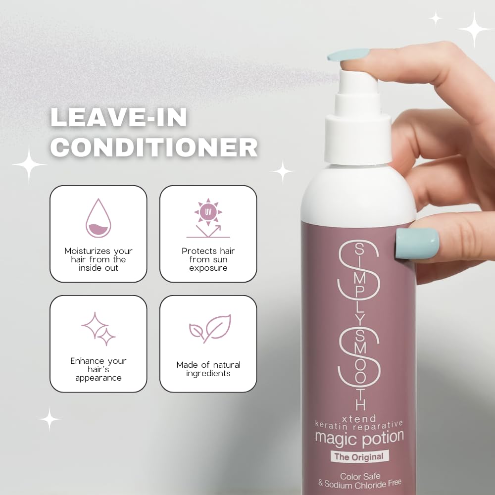SIMPLY SMOOTH Keratin Reparative Magic Potion Original Leave In Conditioner Detangler & Heat Protection Styling Spray Repair & Reduce Breakage Color Beauty & Personal Care SIMPLY SMOOTH