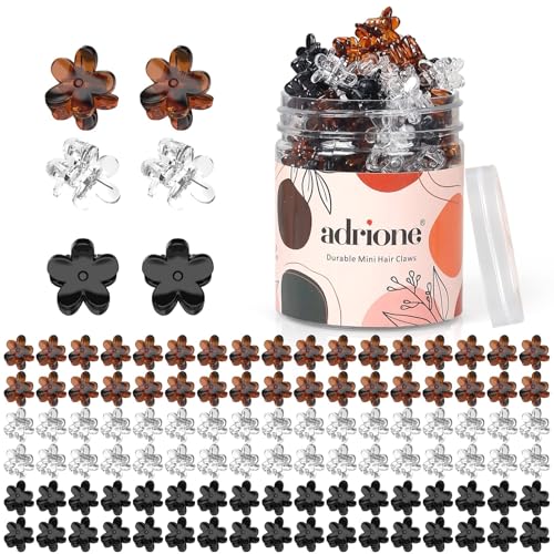 ADRIONE Mini Flower Hair Clips Pack for Women - 100 Creaseless Styling Claw Clips for Bangs and Tiny Hair Styling Beauty & Personal Care ADRIONE