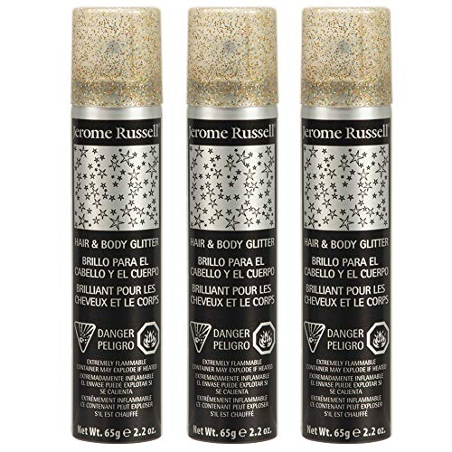 Jerome Russell Temporary Hair and Body Glitter Color Spray, Travel Spray, Lightweight, Adds Sparkly Shimmery Glow, Perfect to use On Hair, Skin, or Beauty & Personal Care Jerome Russell