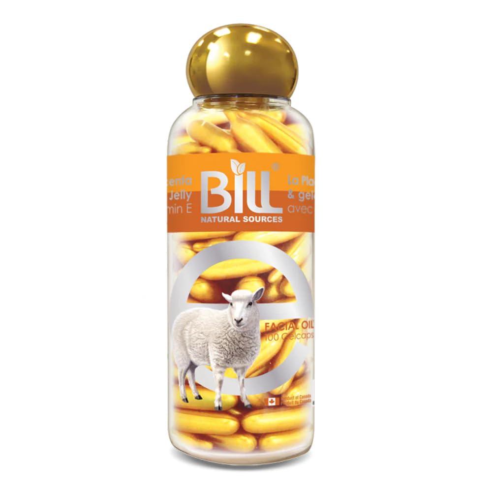Placenta Facial Moisturizer with Vitamin E & Royal Jelly, 100 Gelcaps, Bill Natural Sources by Bill Natural Sources Beauty & Personal Care Bill Natural Sources