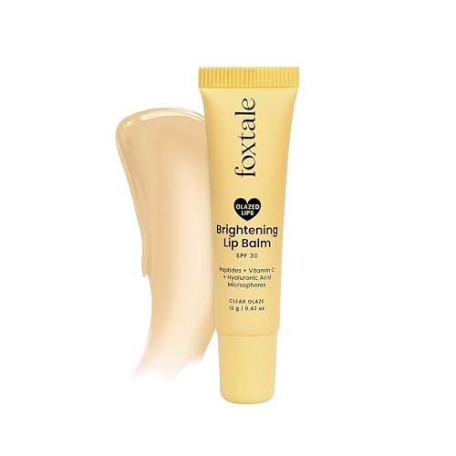 Foxtale SPF 30 Brightening Lip Balm for Dark Lips with Peptides & Vitamin C | Brightens | Hydrates | Tinted Lip Balm - Clear Glaze 12gm Beauty & Personal Care FoxTale