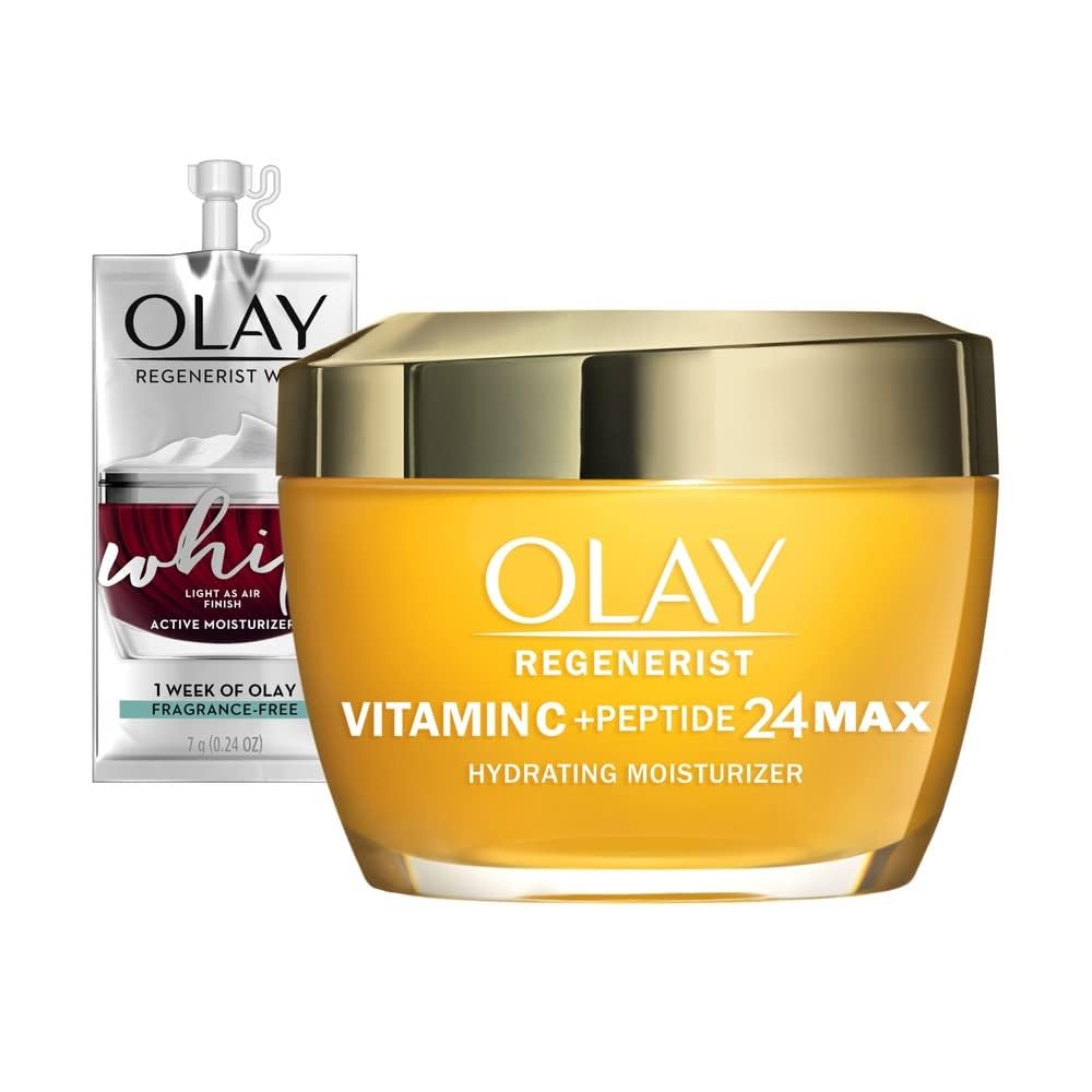 Olay Regenerist Vitamin C MAX + Peptide 24 Brightening Face Moisturizer for Brighter Skin, Lightweight anti aging cream for dark spots 1.7oz, Includes Beauty & Personal Care Olay
