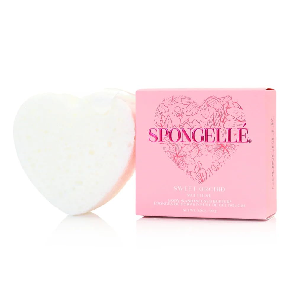 Spongellé Sweet Orchid Heart Bath Sponge - Built-in Body Wash & Body Scrubber, Shower Loofah Sponge for Women - 20+ uses Beauty and Personal Care SPONGELLÉ