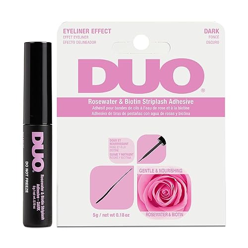 DUO Eyelash Glue - Rosewater & Biotin Strip Lash Adhesive with Eyeliner Effect, Dark Tone, 0.18 oz Beauty & Personal Care DUO