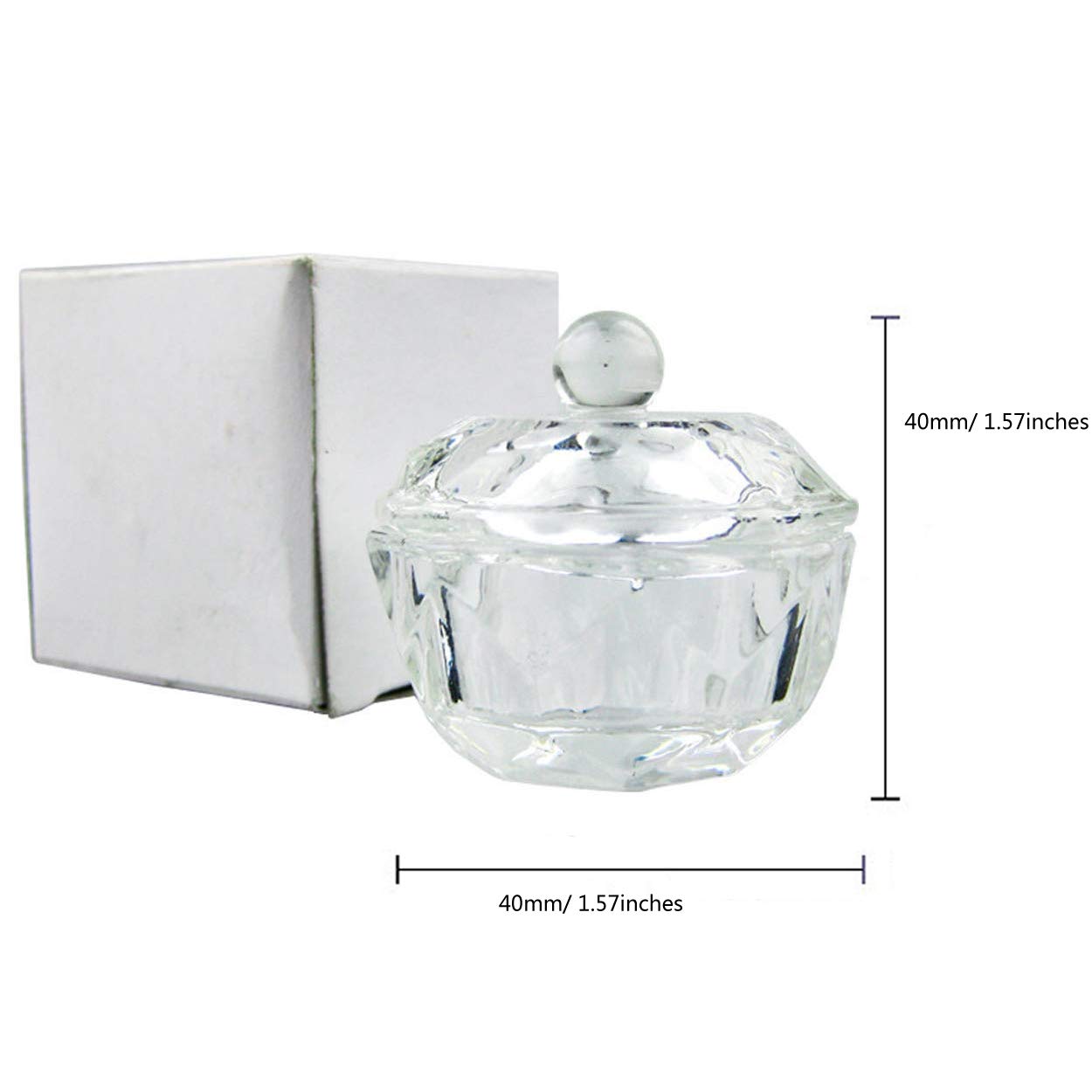 mollensiuer 2Pcs Clear Nail Art Acrylic Liquid Powder Dappen Dish Bowl Glass Crystal Cup Glassware with Lid for Nail Art Manicure Care Tools Beauty & Personal Care mollensiuer